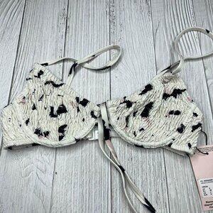 Womens Size 4 Bikini Top Crinkle Tie Front New‎ Swimsuit Underwire